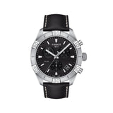 Tissot PR 100 Sport Quartz Chronograph Black Dial Black Leather Strap Watch For Men - T101.617.16.051.00