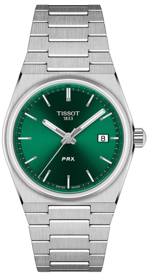 Tissot PRX Quartz Green Dial Steel Silver Steel Strap Watch for Men - T137.410.11.081.00