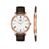 Tissot Tradition 5.5 White Dial Brown Leather Strap Watch for Men - T063.409.36.018.00