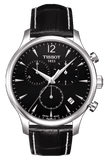 Tissot Tradition Chronograph Black Dial Black Leather Strap Watch For Men - T0636171605700