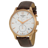 Tissot T Classic Tradition Chronograph White Dial Brown Leather Strap Watch For Men - T063.617.36.037.00