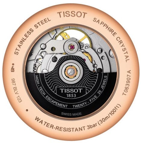 Tissot Tradition Powermatic 80 Open Heart Silver Dial Brown Leather Strap Watch For Men - T063.907.36.038.00