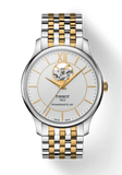 Tissot Tradition Powermatic 80 Open Heart Silver Dial Two Tone Steel Strap Watch For Men - T063.907.22.038.00