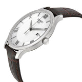 Tissot T Classic Tradition Silver Dial Brown Leather Strap Watch For Men - T063.610.16.038.00