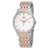 Tissot T Classic Tradition White Dial Two Tone Mesh Bracelet Watch For Men - T063.610.22.037.01