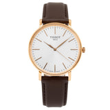 Tissot Everytime Gent Silver Dial Brown Leather Strap Watch for Men - T143.410.36.011.00