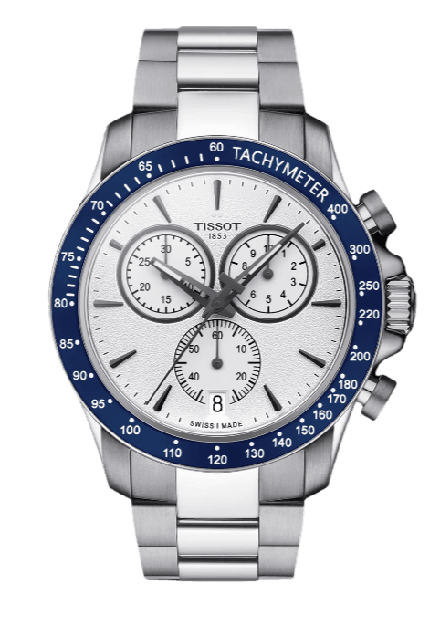 Tissot V8 Quartz T Sport Chronograph White Dial Silver Steel Strap Watch For Men - T106.417.11.031.00