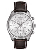 Tissot PR 100 Quartz Chronograph Silver Dial Brown Leather Strap Watch for Men - T101.417.16.031.00