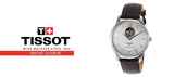 Tissot T Classic Tradition Powermatic 80 Open Heart Silver Dial Brown Leather Strap Watch for Men - T063.907.16.038.00