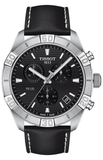 Tissot PR 100 Sport Quartz Chronograph Black Dial Black Leather Strap Watch For Men - T101.617.16.051.00