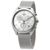 Tissot PR 100 Chronograph White Dial Silver Mesh Bracelet Watch For Men - T101.417.11.031.02