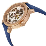 Fossil Original Boyfriend Skeleton White Dial Blue Leather Strap Watch for Women - ME3086