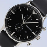 Emporio Armani Gianni Chronograph Black Dial Black Leather Strap Watch For Men - AR0397