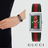 Gucci G-Frame Mother of Pearl Dial Two Tone Nylon Strap Watch For Women - YA147404