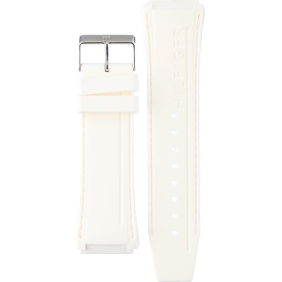Tommy Hilfiger Digital Silver Dial White Silicone Strap Watch For Men - 1791764