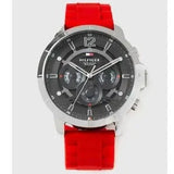 Tommy Hilfiger Luca Chronograph Grey Dial Red Silicone Strap Watch For Men - 1710490