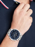 Tommy Hilfiger Luca Chronograph Blue Dial Silver Steel Strap Watch For Men - 1710492