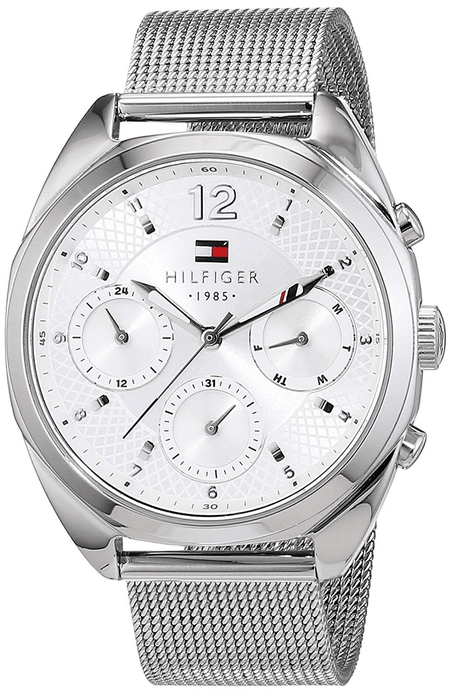 Tommy Hilfiger Mia Silver Dial Silver Mesh Bracelet Watch for Men - 1781628