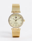 Tommy Hilfiger Lynn Quartz Gold Dial Gold Mesh Bracelet Watch For Women - 1781864