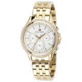 Tommy Hilfiger Ari Multifunction Diamonds Silver Dial Gold Steel Strap Watch for Women - 1781977