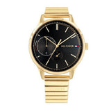 Tommy Hilfiger Brooke Black Dial Gold Steel Strap Watch for Women  - 1782019