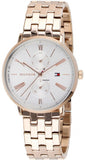 Tommy Hilfiger Jenna Quartz White Dial Rose Gold Steel Strap Watch for Women - 1782070