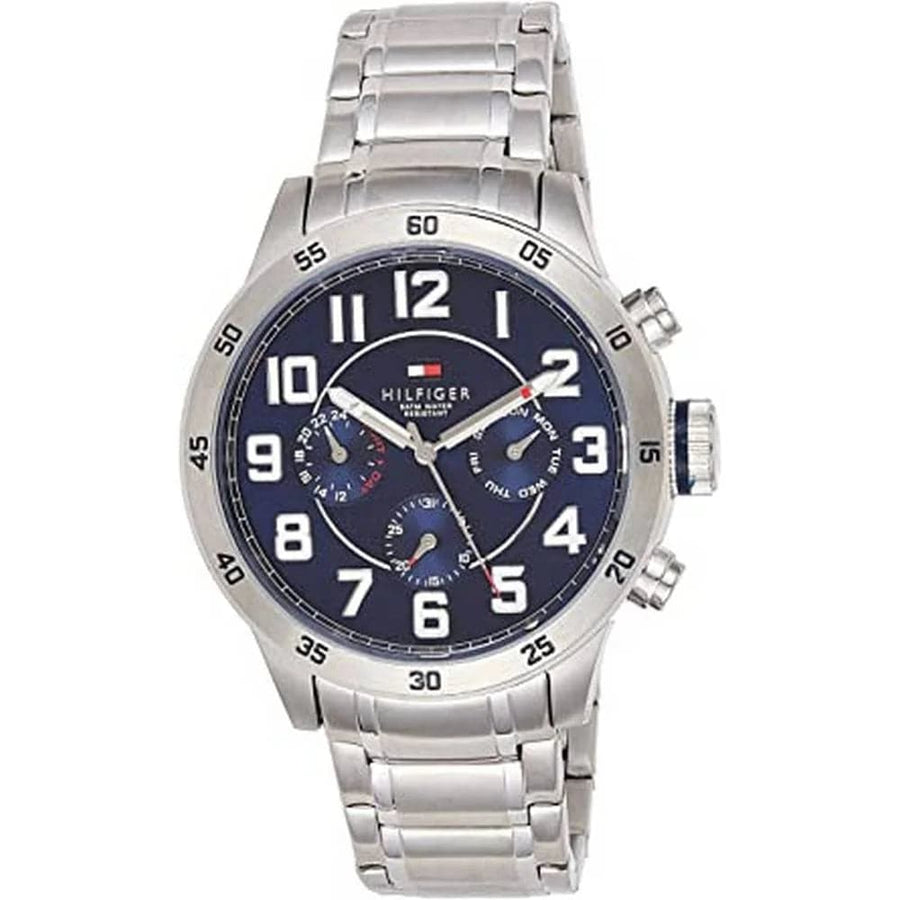 Tommy Hilfiger Trent Chronograph Blue Dial Silver Steel Strap Watch for Men - 1791053