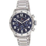 Tommy Hilfiger Trent Chronograph Blue Dial Silver Steel Strap Watch for Men - 1791053