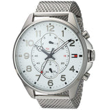 Tommy Hilfiger Dean Chronograph White Dial Silver Mesh Bracelet Watch for Men - 1791277