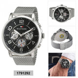 Tommy Hilfiger Chronograph Black Dial Silver Mesh Bracelet Watch for Men - 1791292