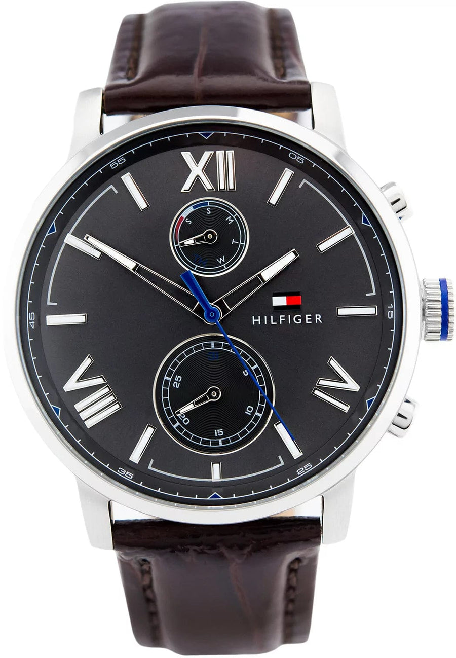Tommy Hilfiger Aiden Quartz Black Dial Brown Leather Strap Watch for Men - 1791309