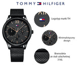 Tommy Hilfiger Damon Quartz Black Dial Black Mesh Bracelet Watch for Men - 1791420