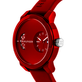 Tommy Hilfiger Denim Red Dial Red Rubber Strap Watch for Men - 1791557