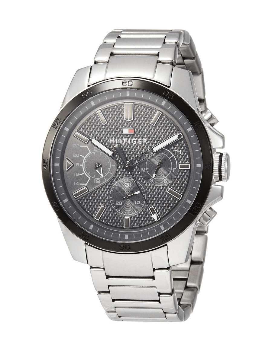 Tommy Hilfiger Iconic Quartz Black Dial Silver Steel Strap Watch for Men - 1791564