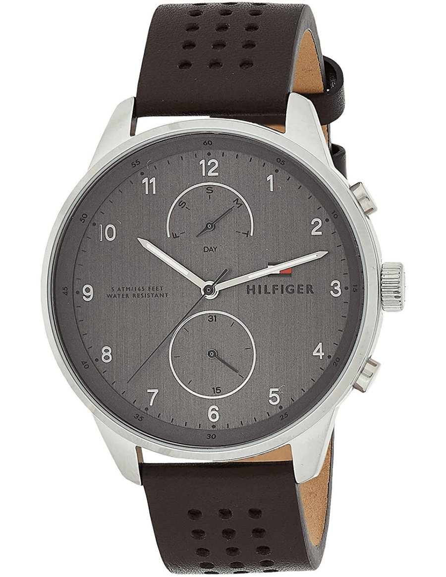 Tommy Hilfiger Chase Quartz Brown Dial Brown Leather Strap Watch for Men - 1791579
