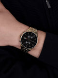 Tommy Hilfiger West Chronograph Quartz Black Dial Gold Steel Strap Watch For Men - 1791708