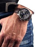 Tommy Hilfiger Aiden Quartz Black Dial Brown Leather Strap Watch for Men - 1791309
