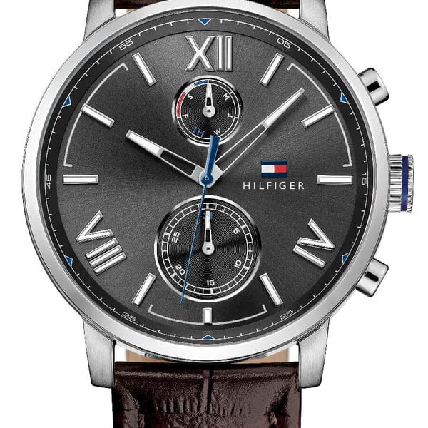 Tommy Hilfiger Aiden Quartz Black Dial Brown Leather Strap Watch for Men - 1791309