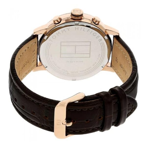 Tommy Hilfiger Aiden Quartz Blue Dial Brown Leather Strap Watch for Men - 1791308