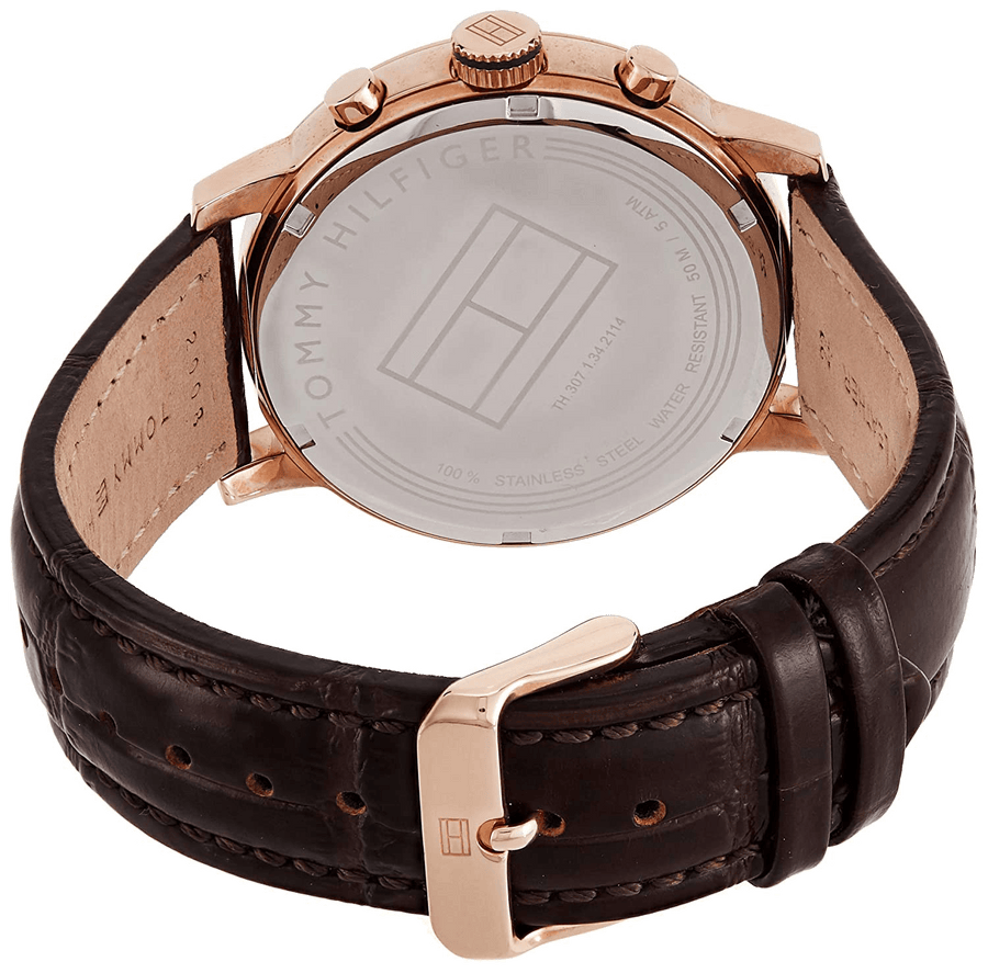 Tommy Hilfiger Aiden Quartz Blue Dial Brown Leather Strap Watch for Men - 1791308