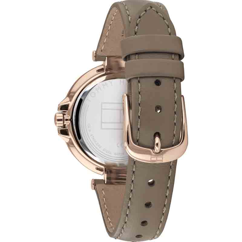 Tommy Hilfiger Angela Quartz Silver Dial Brown Leather Strap Watch for Women - 1782125