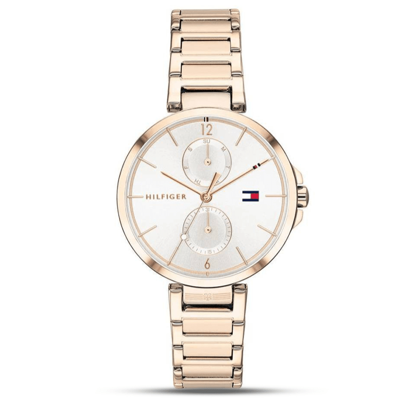 Tommy Hilfiger Angela Quartz White Dial Rose Gold Steel Strap Watch for Women - 1782124