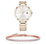 Tommy Hilfiger Angela Quartz White Dial Rose Gold Steel Strap Watch for Women - 1782124