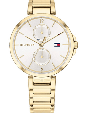 Tommy Hilfiger Angela White Dial Gold Steel Strap Watch for Women - 1782128