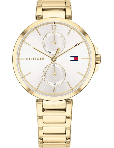 Tommy Hilfiger Angela White Dial Gold Steel Strap Watch for Women - 1782128