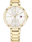 Tommy Hilfiger Angela White Dial Gold Steel Strap Watch for Women - 1782128