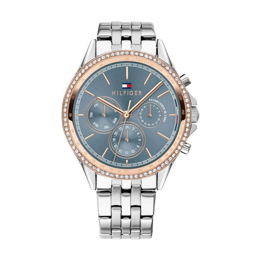 Tommy Hilfiger Ari Diamonds Blue Dial Silver Steel Strap Watch for Women - 1781976