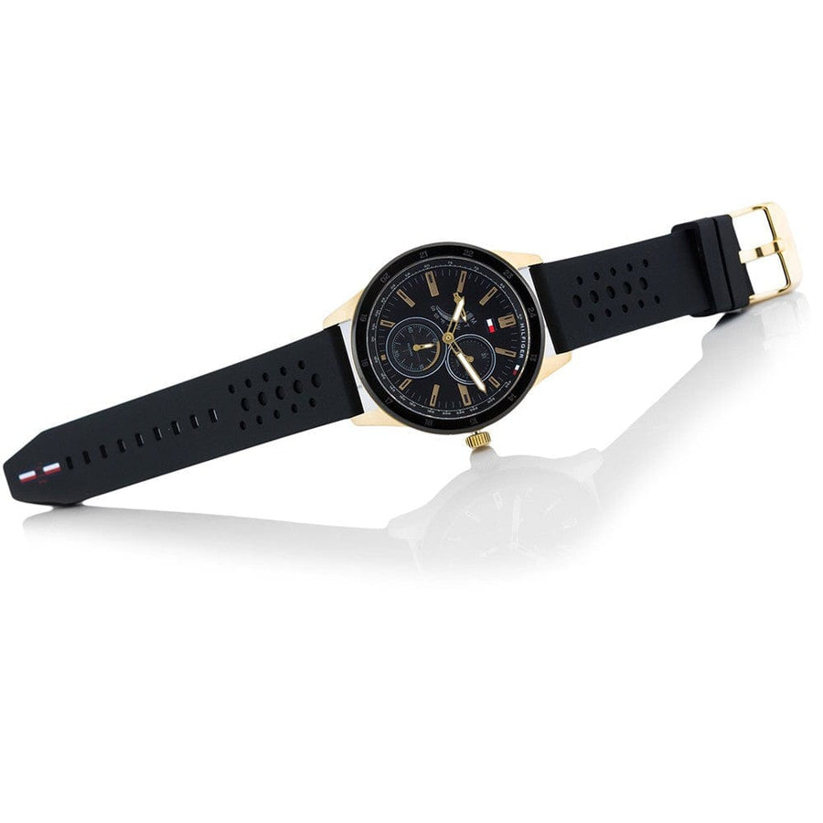 Tommy Hilfiger Austin Black Dial Black Rubber Strap Watch for Men - 1791636