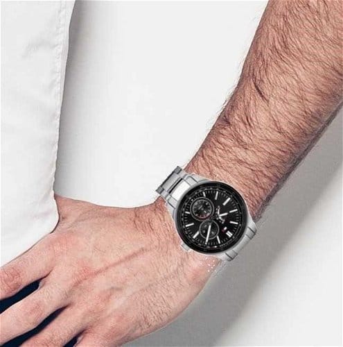 Tommy Hilfiger Austin Black Dial Silver Steel Strap Watch for Men - 1791639