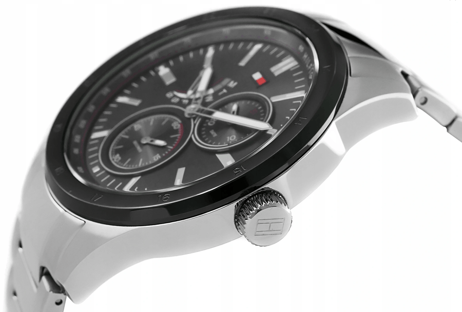 Tommy Hilfiger Austin Black Dial Silver Steel Strap Watch for Men - 1791639